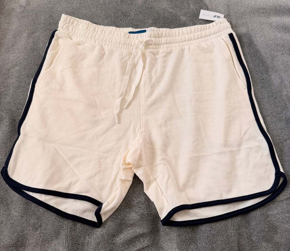 Old Navy Men's Cream Contrast-Trim French Terry Athletic Shorts Size L